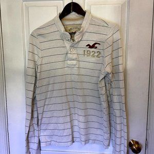 Vintage 00s White Stripe Hollister Henley - Medium